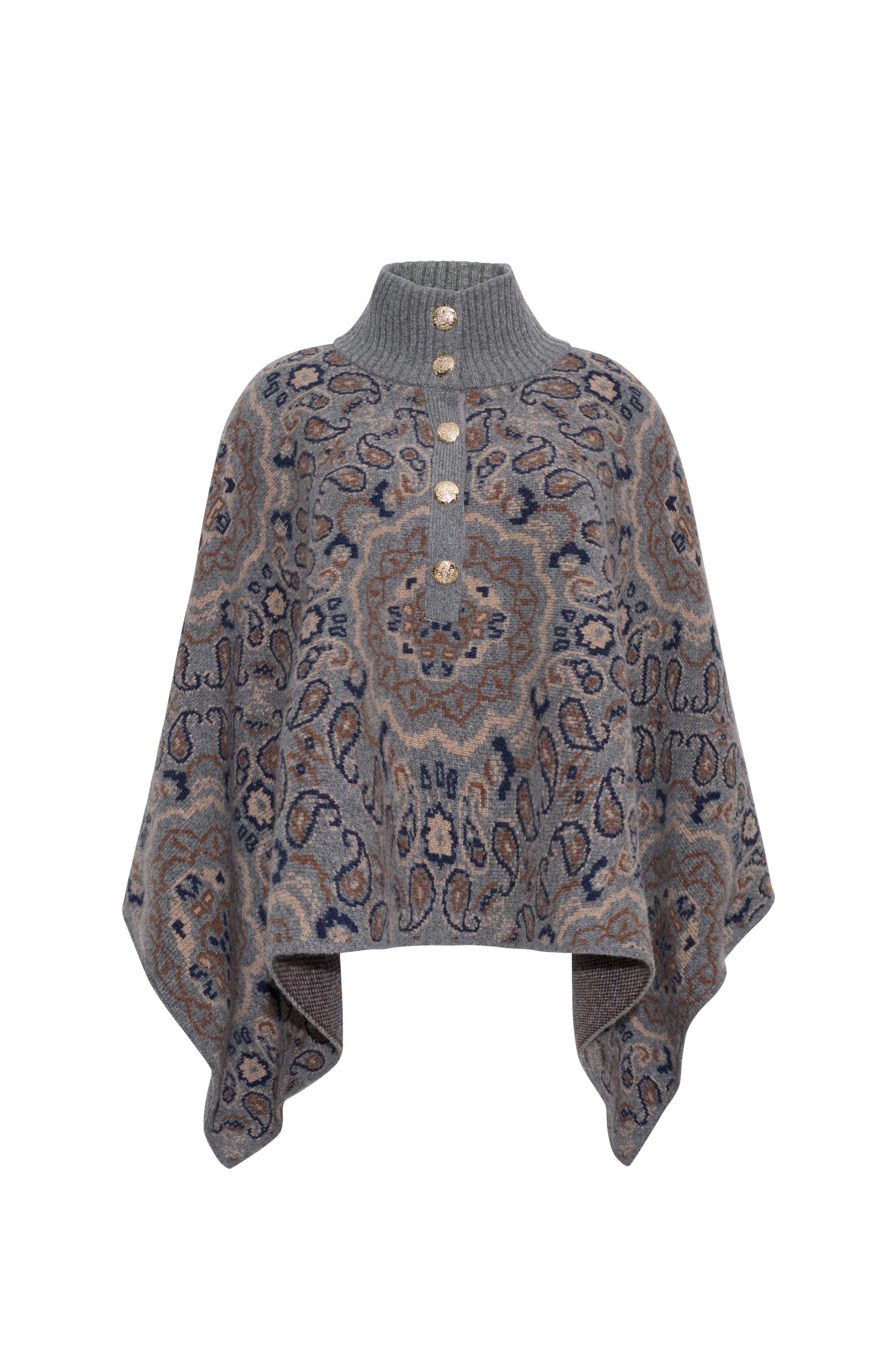Cara Cara Pagoda Cape in Bandana Heather Grey, front view