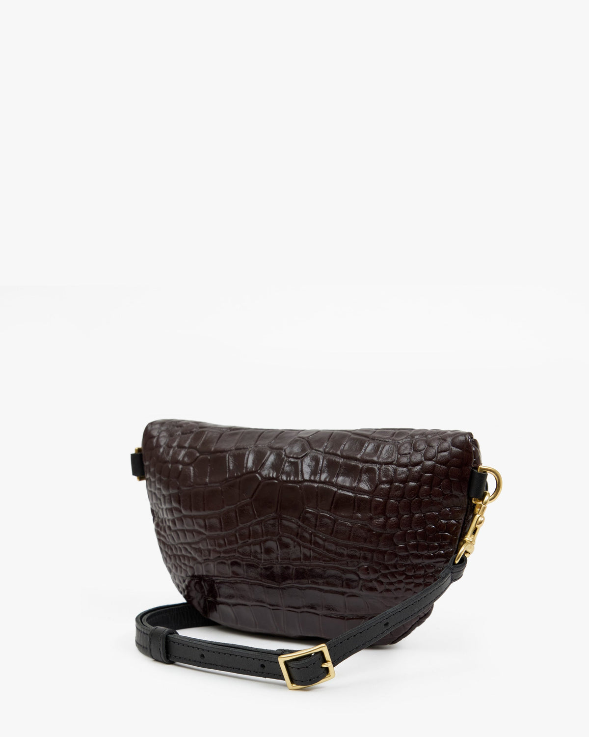 Clare V Petite Fanny in Mahogany Embossed Croco, back view