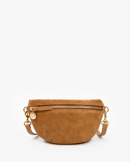 Clare V Petite Fanny in Caramel Suede, front view