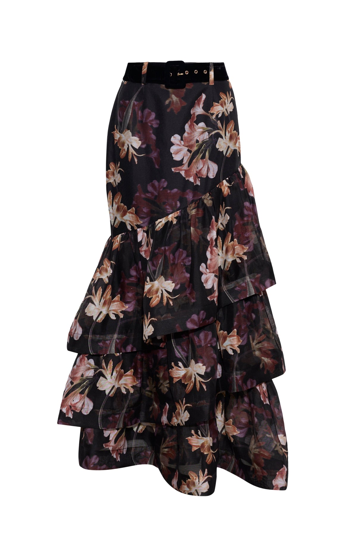 Cara Cara Priya Skirt in Elysian Flora Black, front view