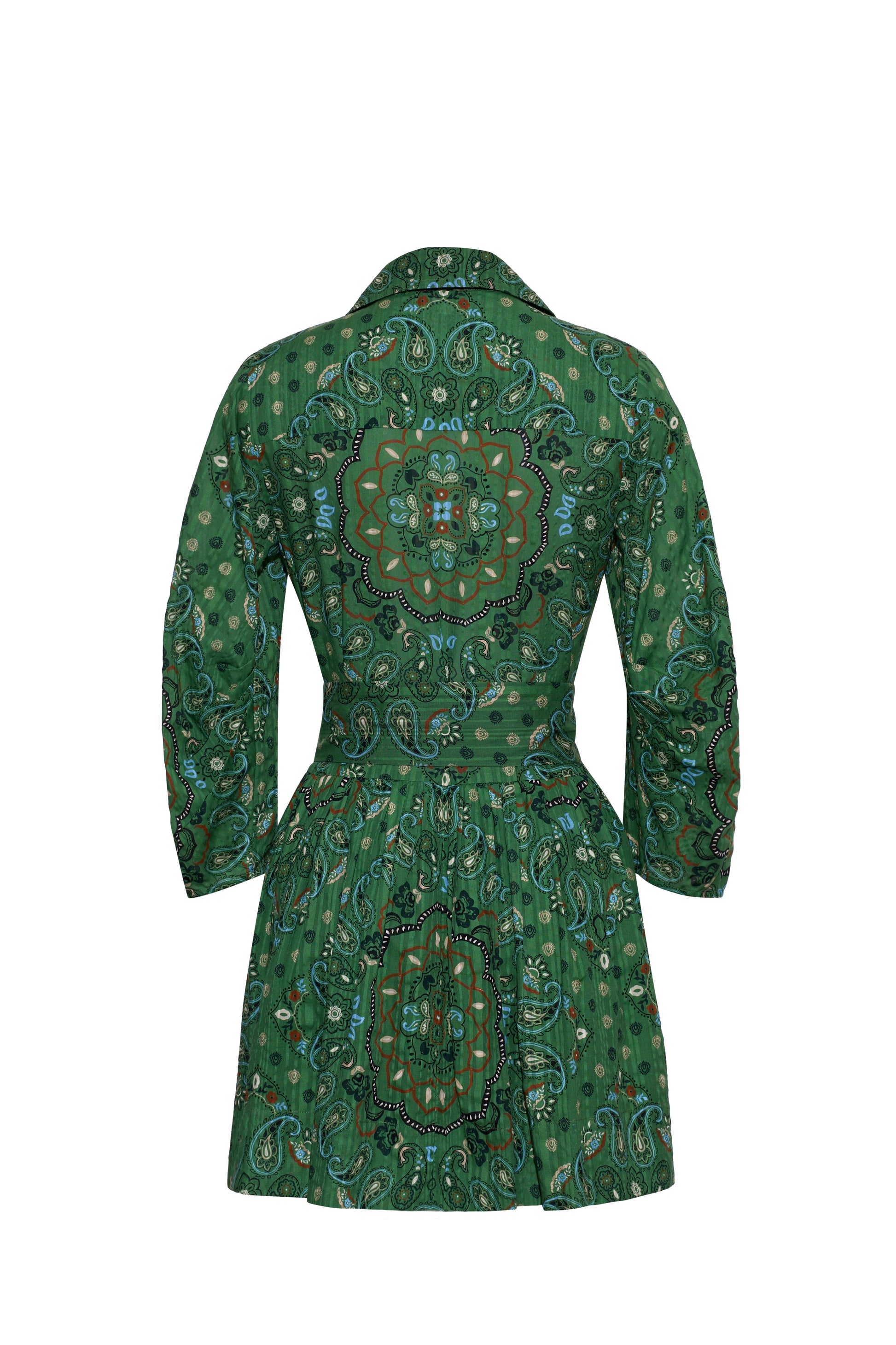 Cara Cara Raya Mini Dress in Bandana Green, back view