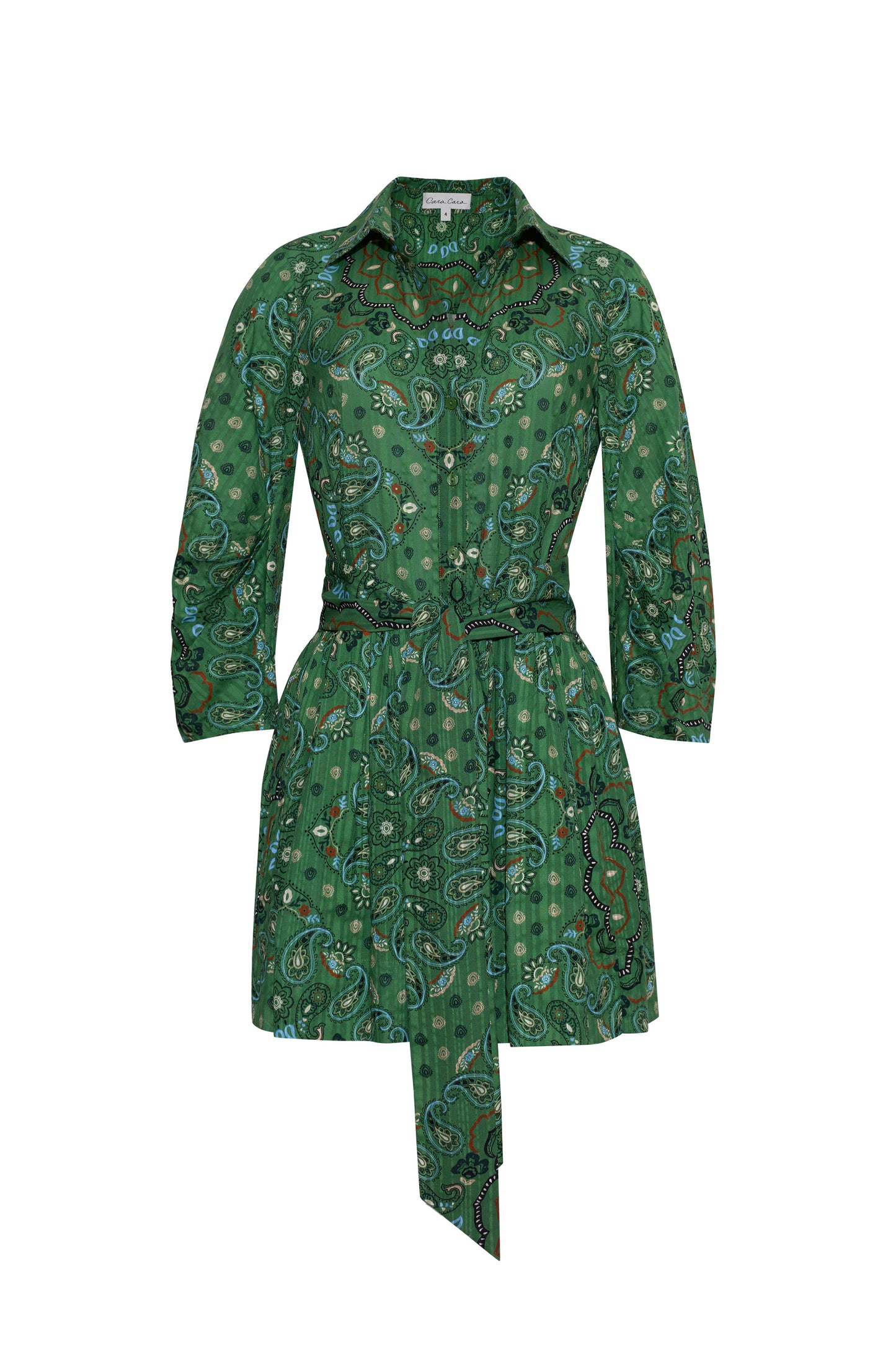 Cara Cara Raya Mini Dress in Bandana Green, front view