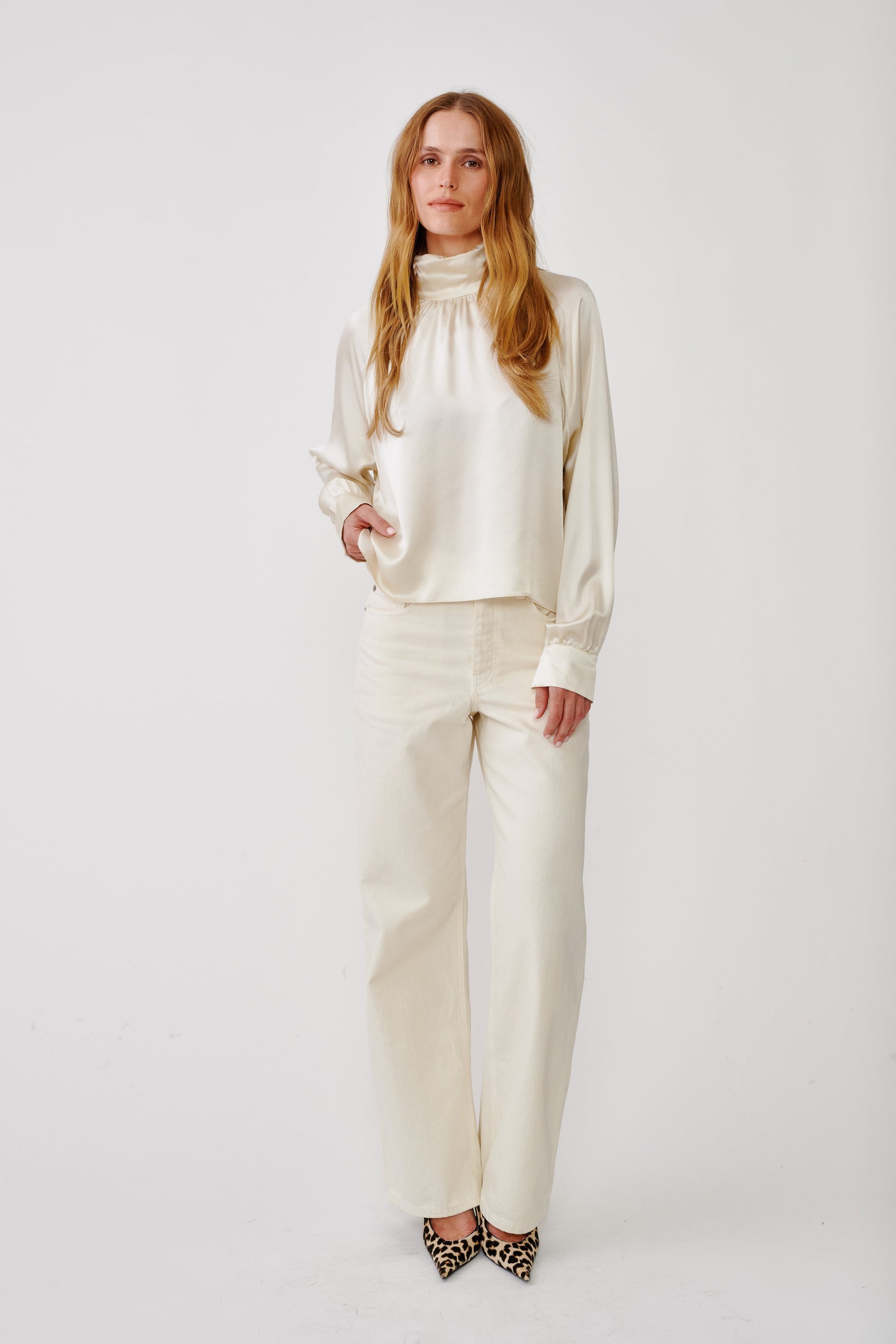 Sablyn Nadine Slouchy Turtleneck Top in Gardenia, alternate view