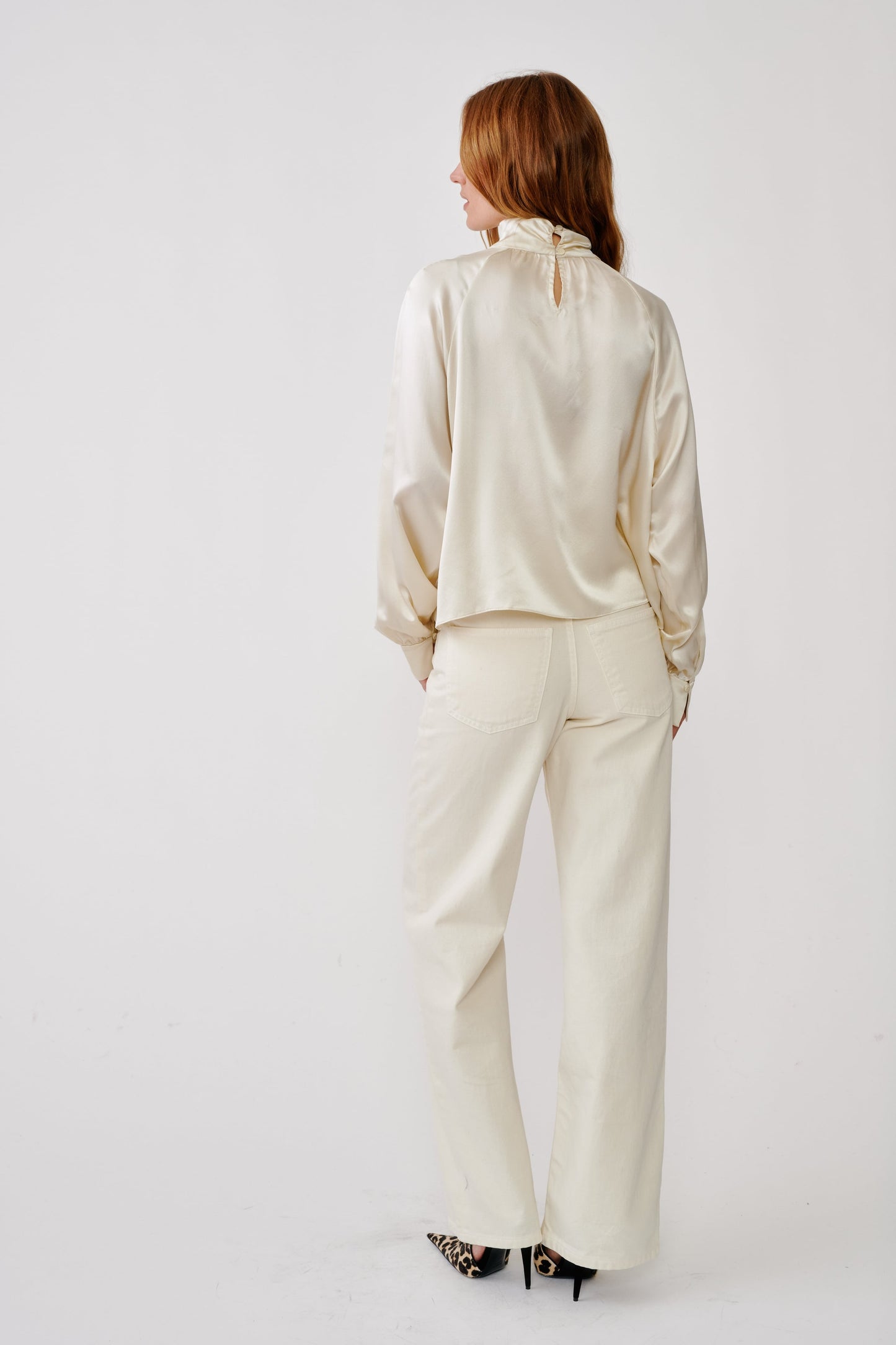 Sablyn Nadine Slouchy Turtleneck Top in Gardenia, detail view