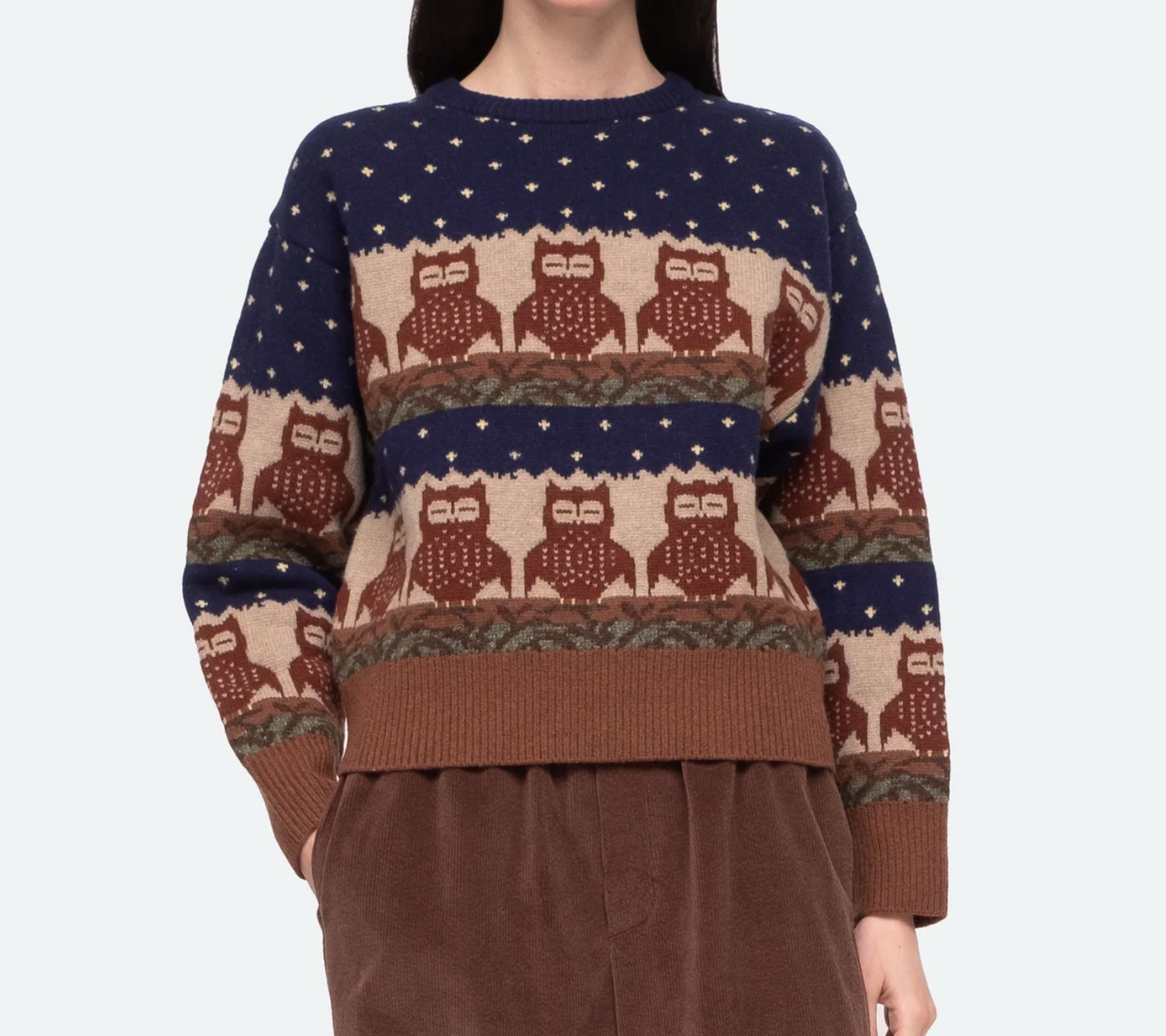 Owl Jacquard Pullover