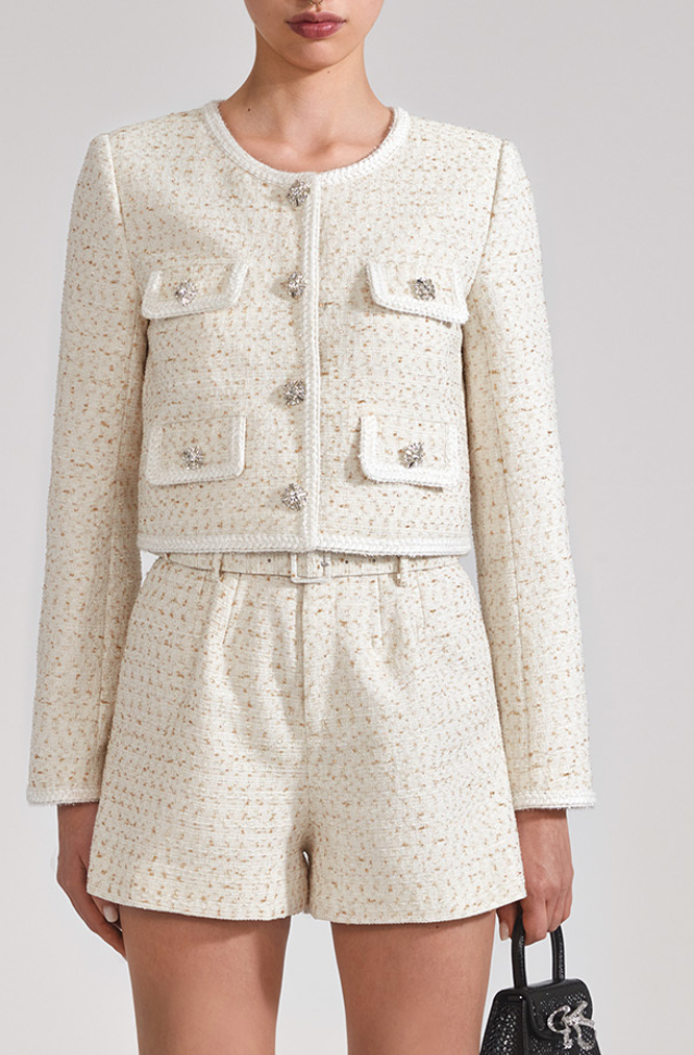 Cream clearance boucle jacket