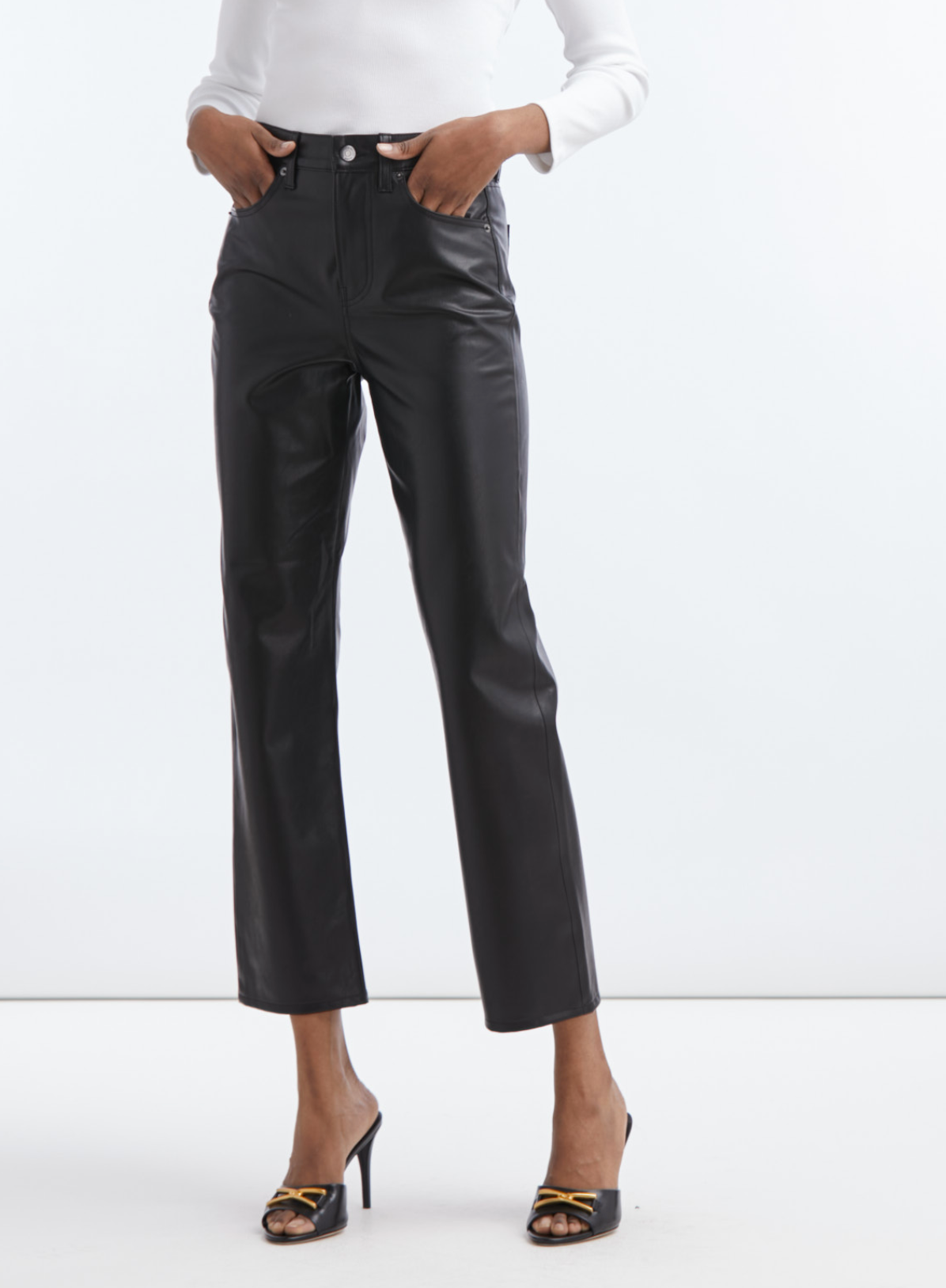 Veronica Beard Joey Vegan Leather Straight Pants