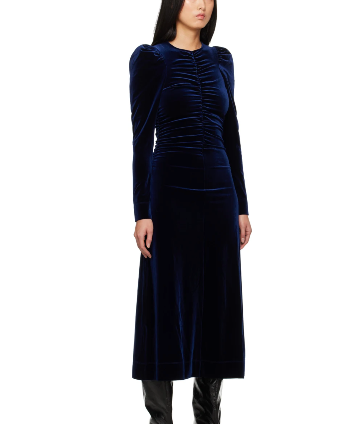 Ganni Velvet Gathered Dress