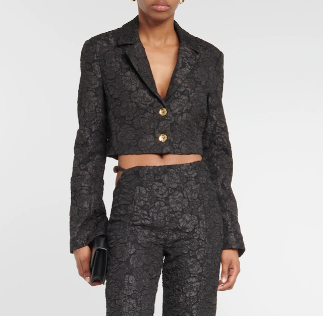 Ganni Jacquard Crop Blazer