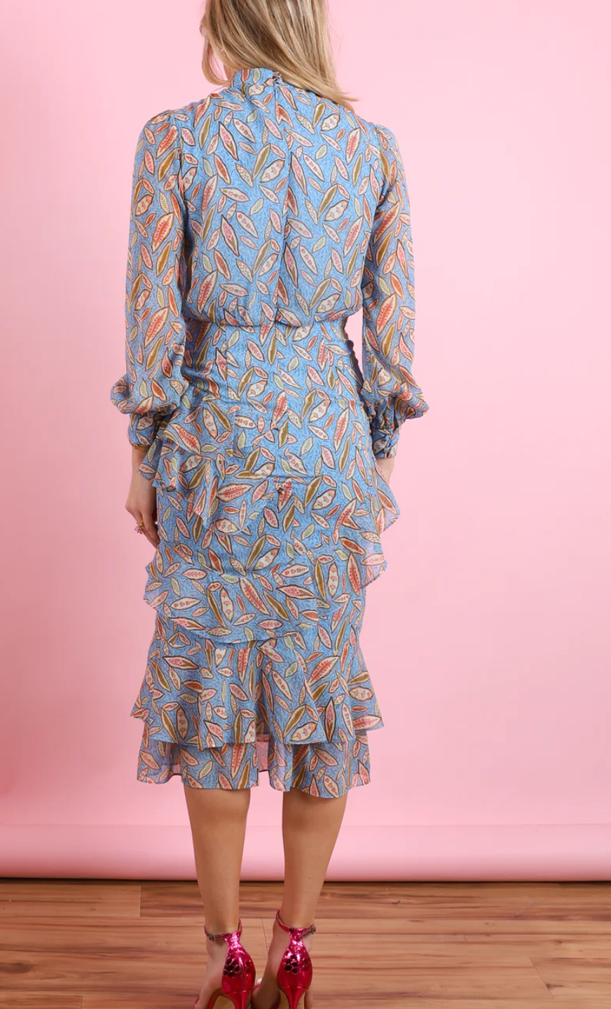 Saloni ruffle shop dress