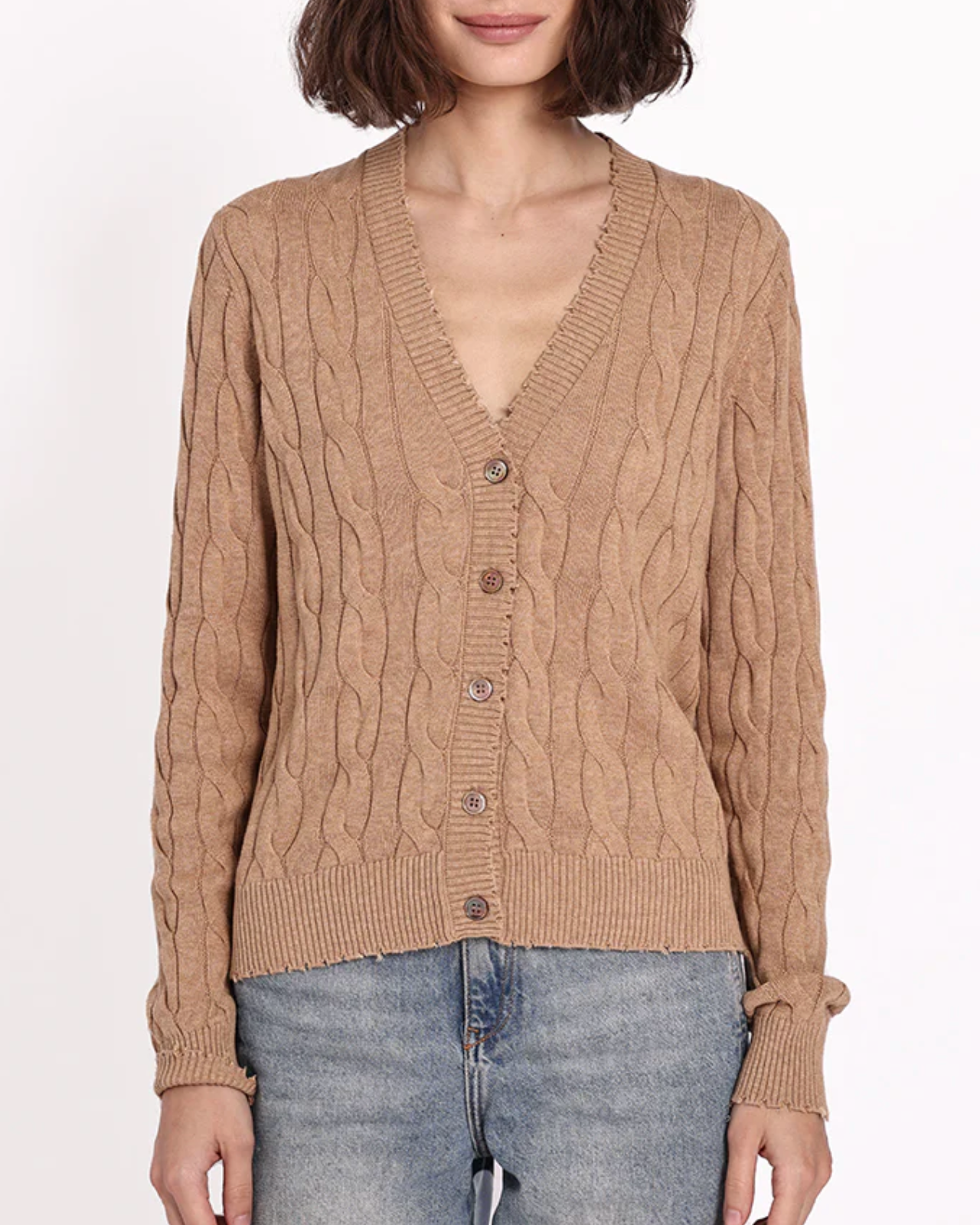 Minnie Rose Frayed Cardigan