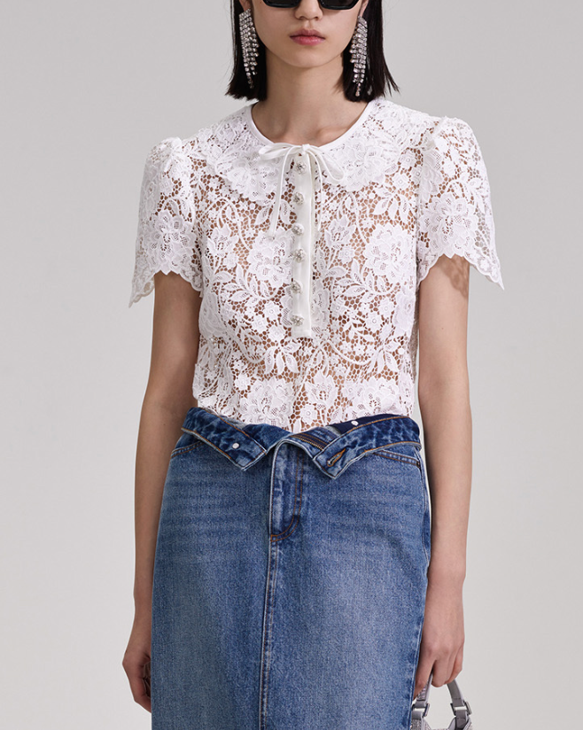 self-portrait Lace Collar Top