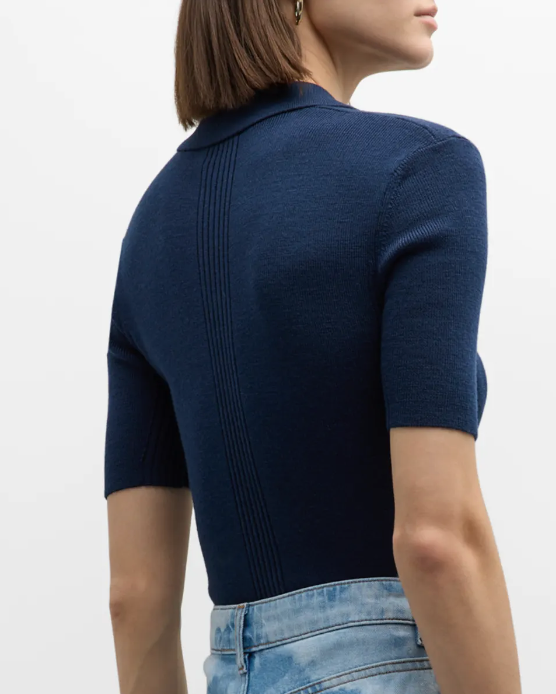 Ganni Ribbed Polo Top