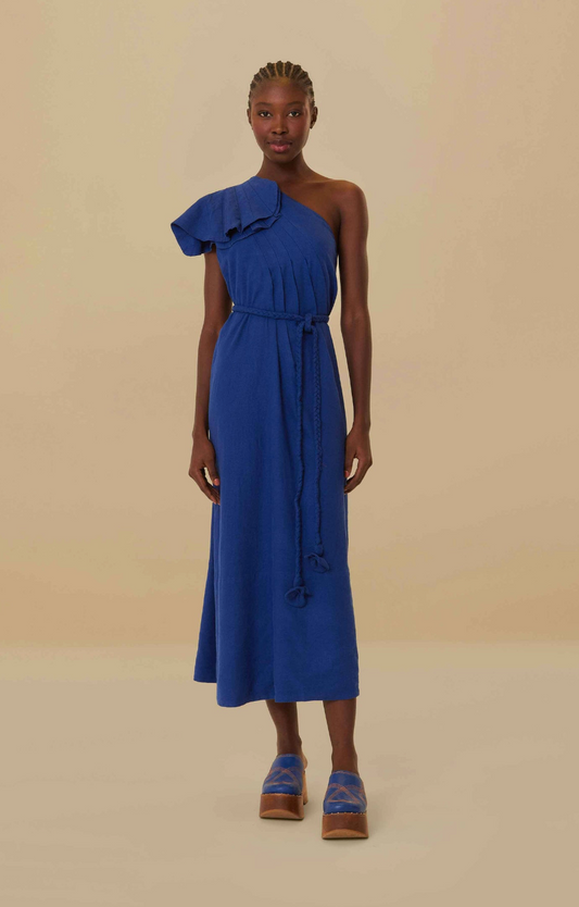 Farm Rio Leaf One-Shoulder Dress