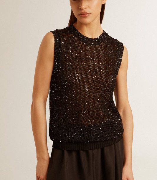 GG Sequin Mesh Tank Sweater