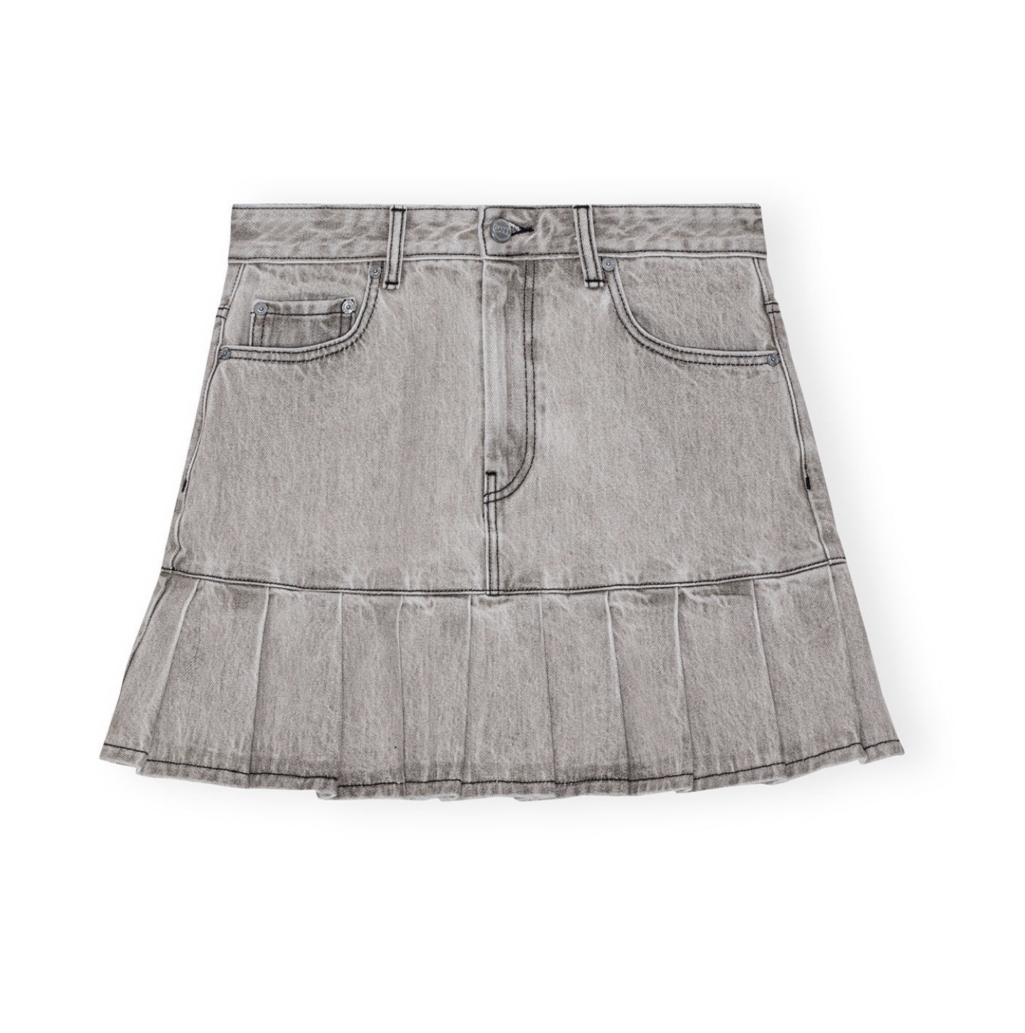 Ganni Denim Pleated Mini