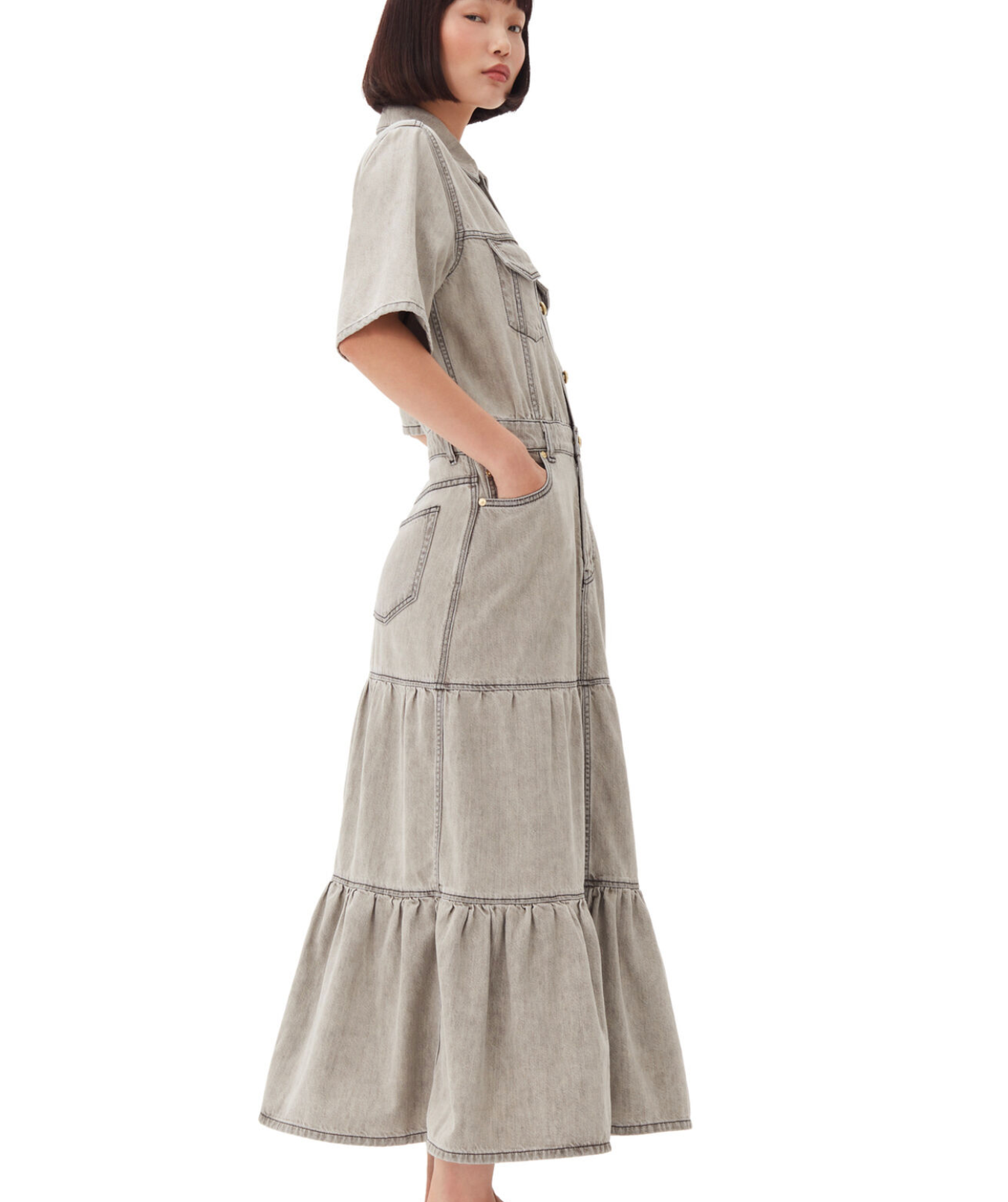 Ganni Denim Long Dress