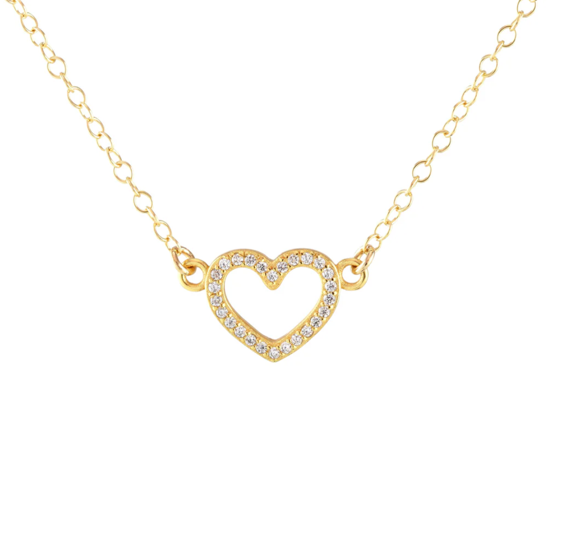 Kris Nations Pave Heart Outline Necklace