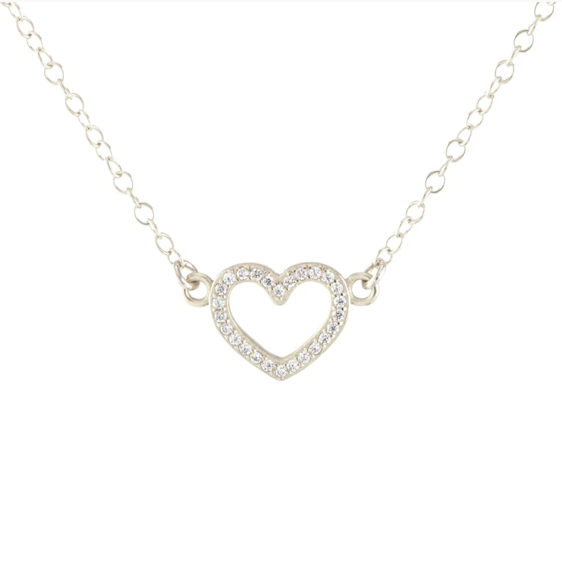 Kris Nations Pave Heart Outline Necklace