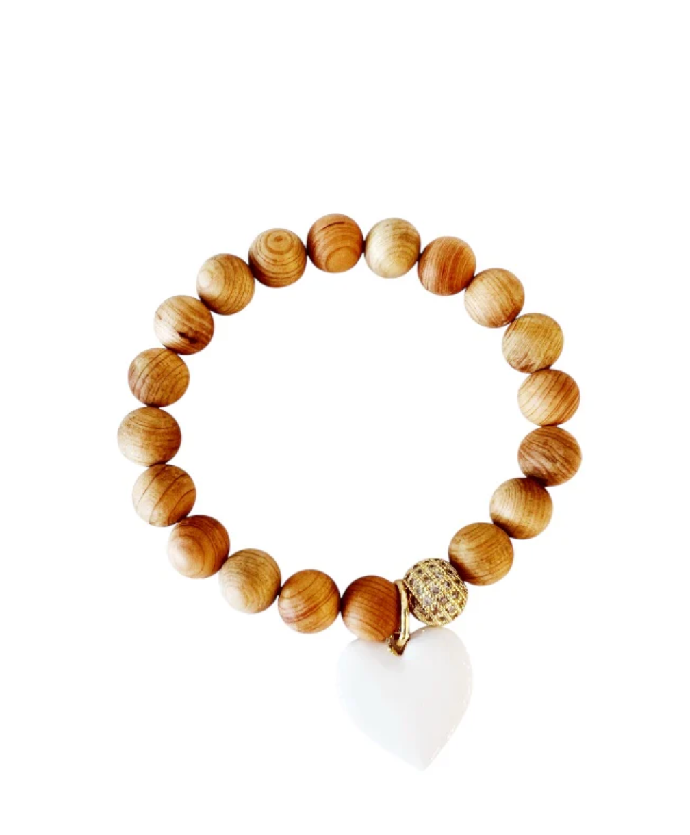 Lauren Amble Wood Bead Heart Bracelet