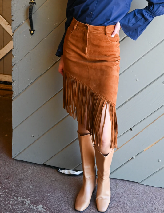 NAW Leather Fringe Skirt