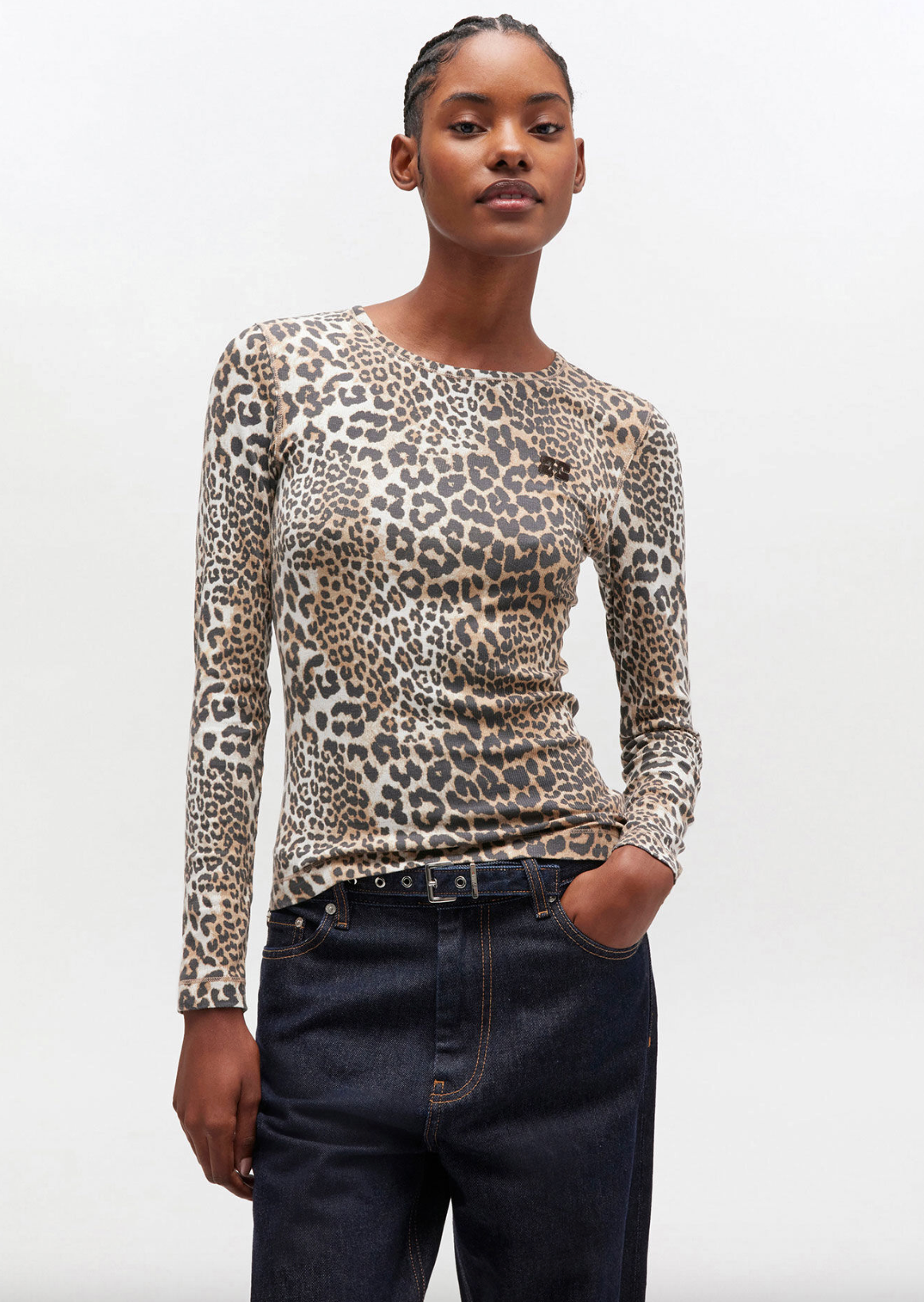 GANNI Ribbed L/S Tee