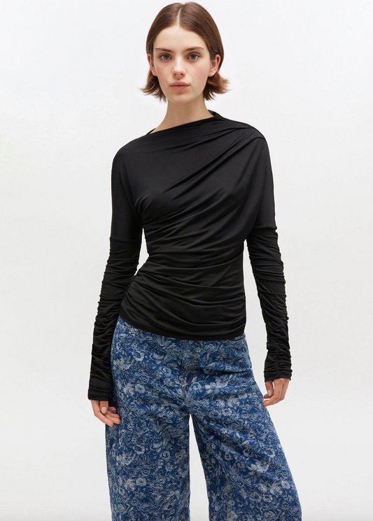 GANNI Shiny Ruched Top