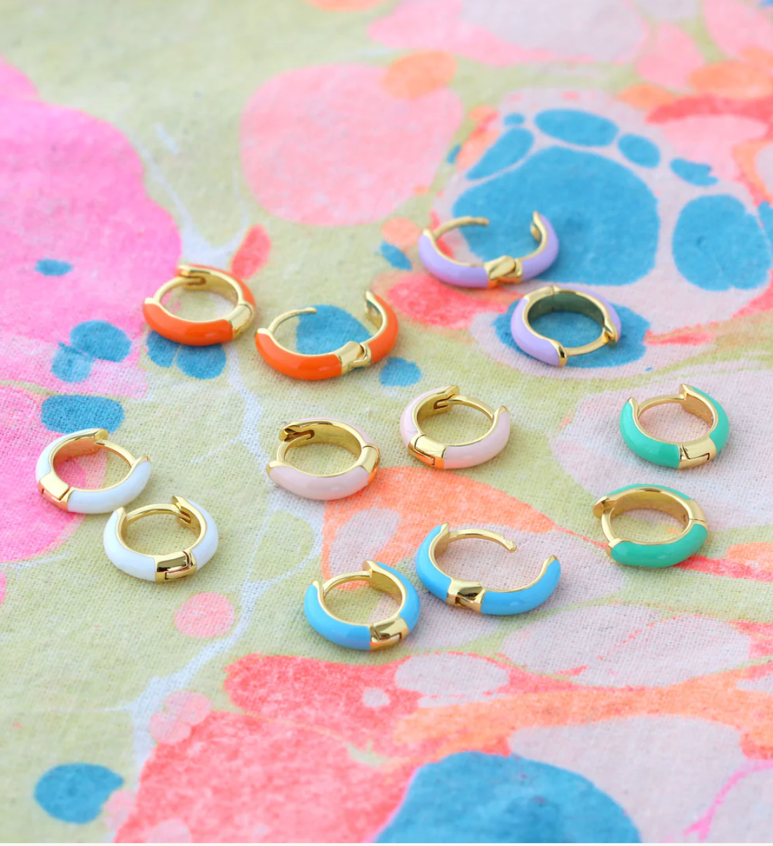 Kris Nations Enamel Huggie Hoop Earring