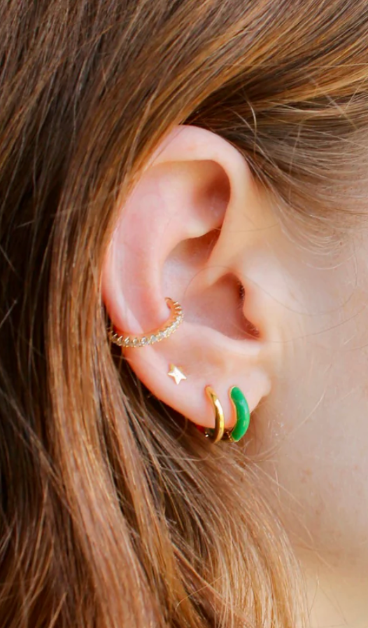 Kris Nations Enamel Huggie Hoop Earring