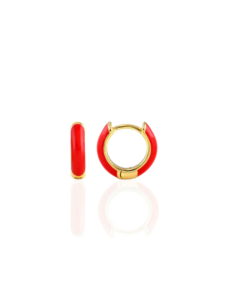 Kris Nations Enamel Huggie Hoop Earring