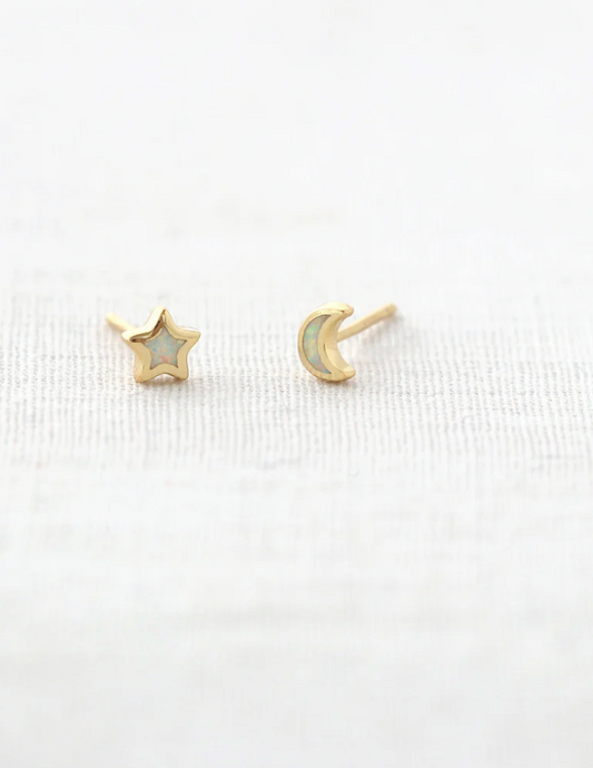 Kris Nations Opal Star And Moon Studs