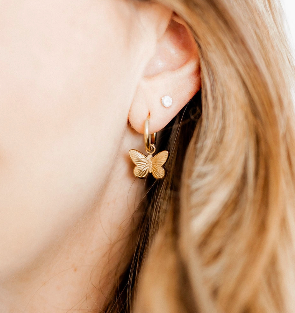 Huggie Charm Earrings- Faye Butterfly