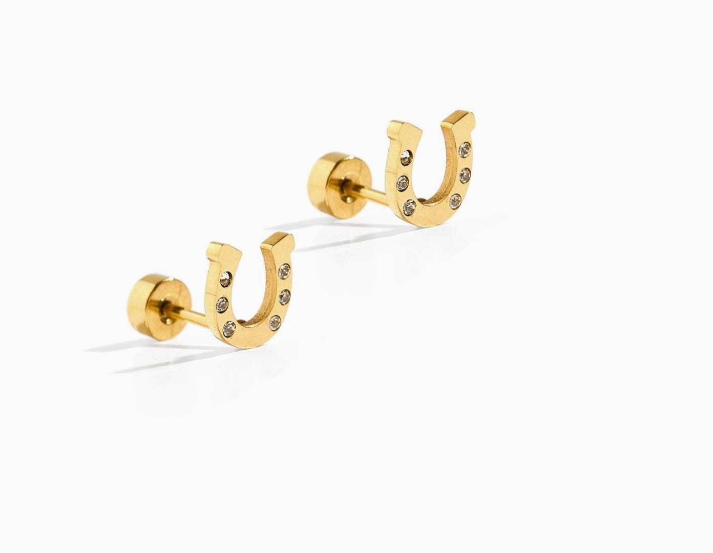 Screwback Stud Earrings- Horseshoe