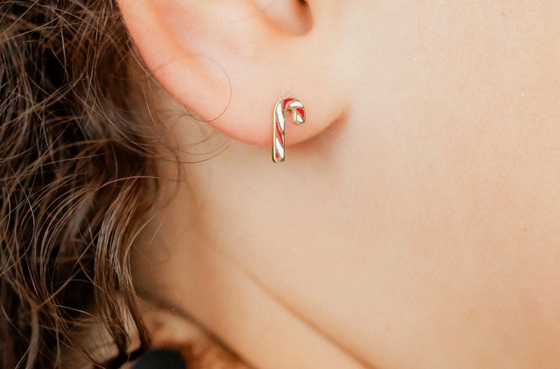 Screwback Stud Earrings- Peppermint Twist