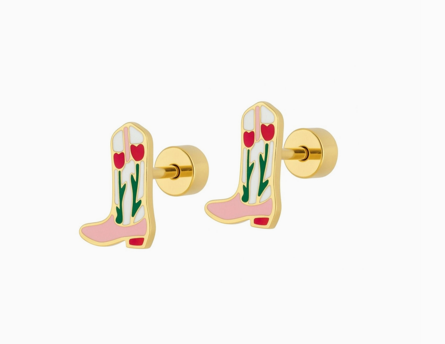 Screwback StudEarrings- Tulip Cowgirl Boot