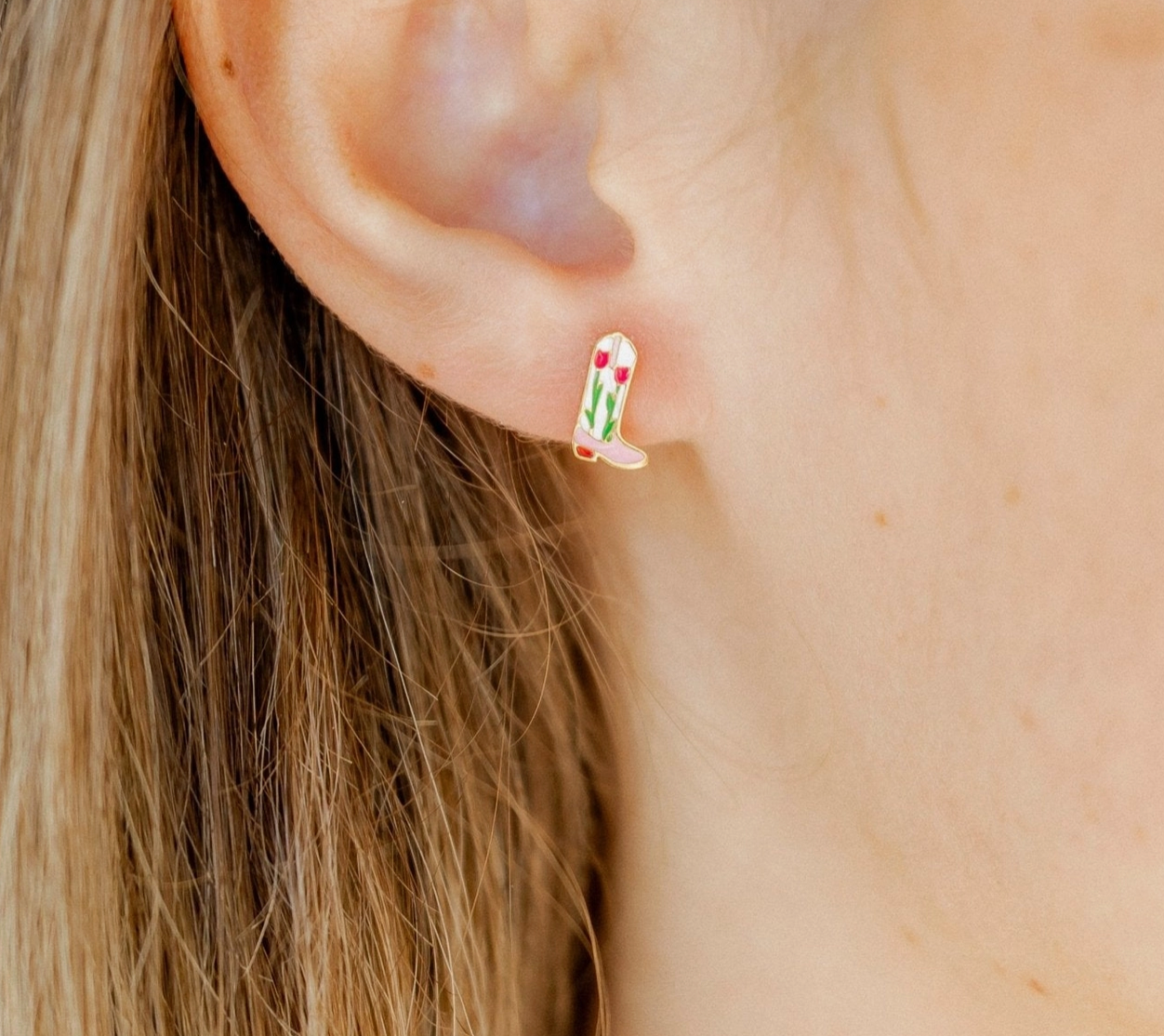 Screwback StudEarrings- Tulip Cowgirl Boot