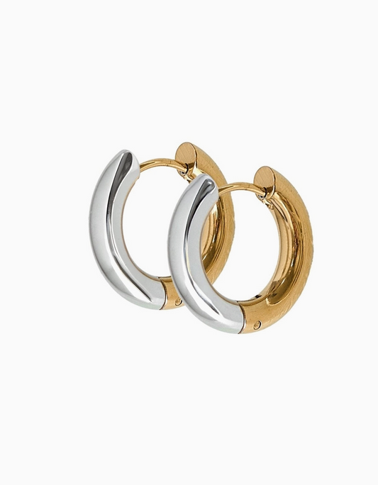 LinnyCo Huggie Earrings Scarlett 2 Tone Hoop 10mm