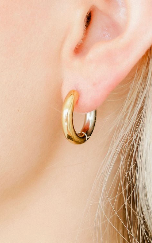 LinnyCo Huggie Earrings Scarlett 2 Tone Hoop 10mm