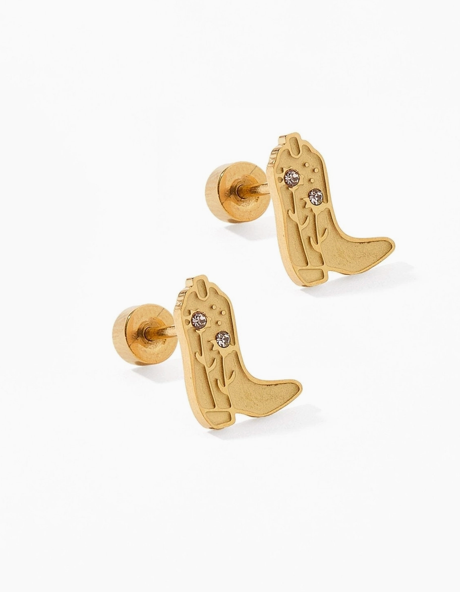LinnyCo Screwback StudEarrings- Daisy Cowgirl Boot