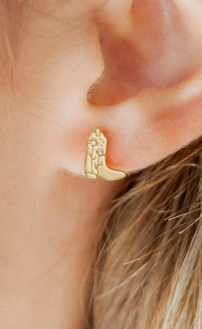 LinnyCo Screwback StudEarrings- Daisy Cowgirl Boot