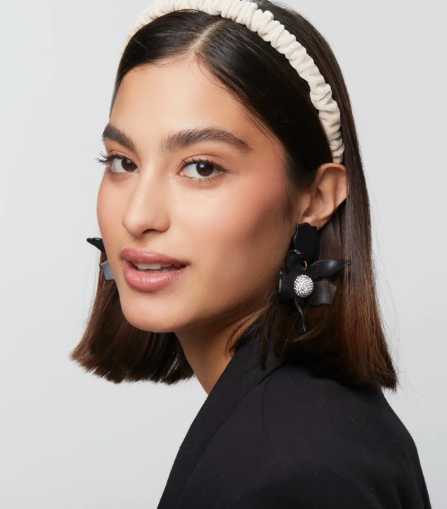 Lele Jet Crystal Lily Earrings