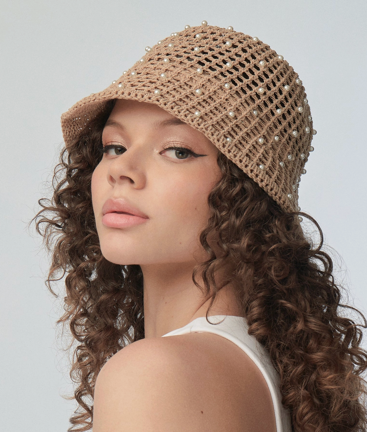 Lele Straw Pearl Bucket Hat