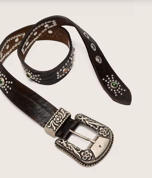 GG Stud Belt w/Silver Buckle