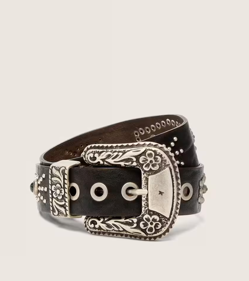 GG Stud Belt w/Silver Buckle