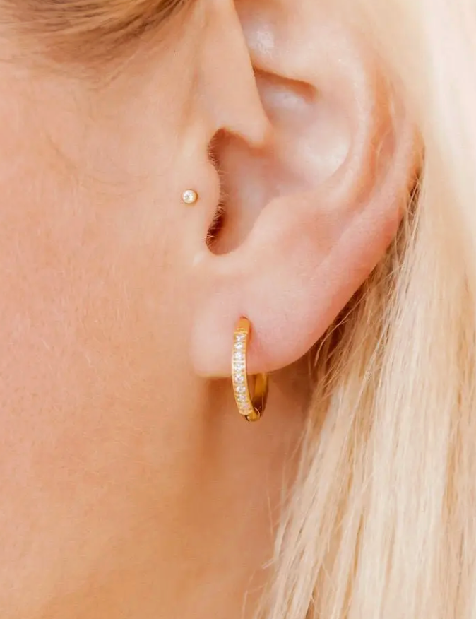 LinnyCo Huggie CZ Scarlett Hoop 10mm