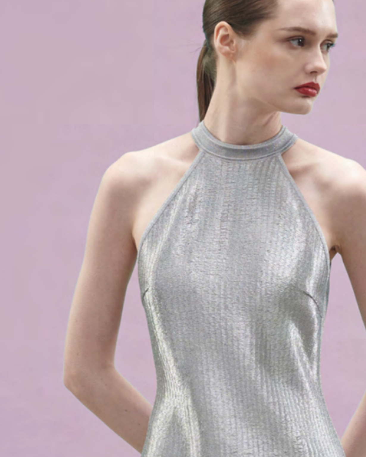 RVN Metallic Halter Dress