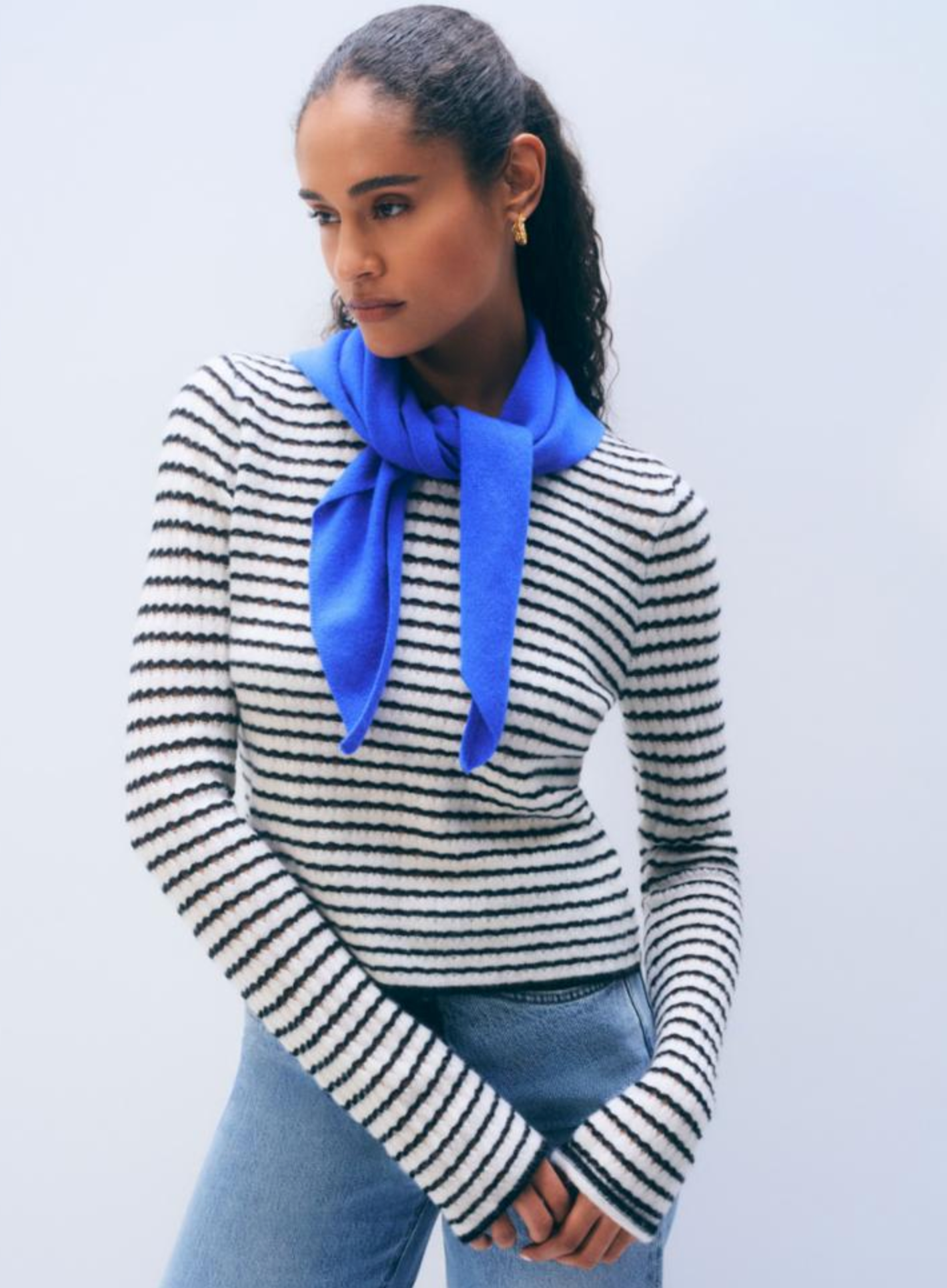 W&W Open Knit Stripe Top