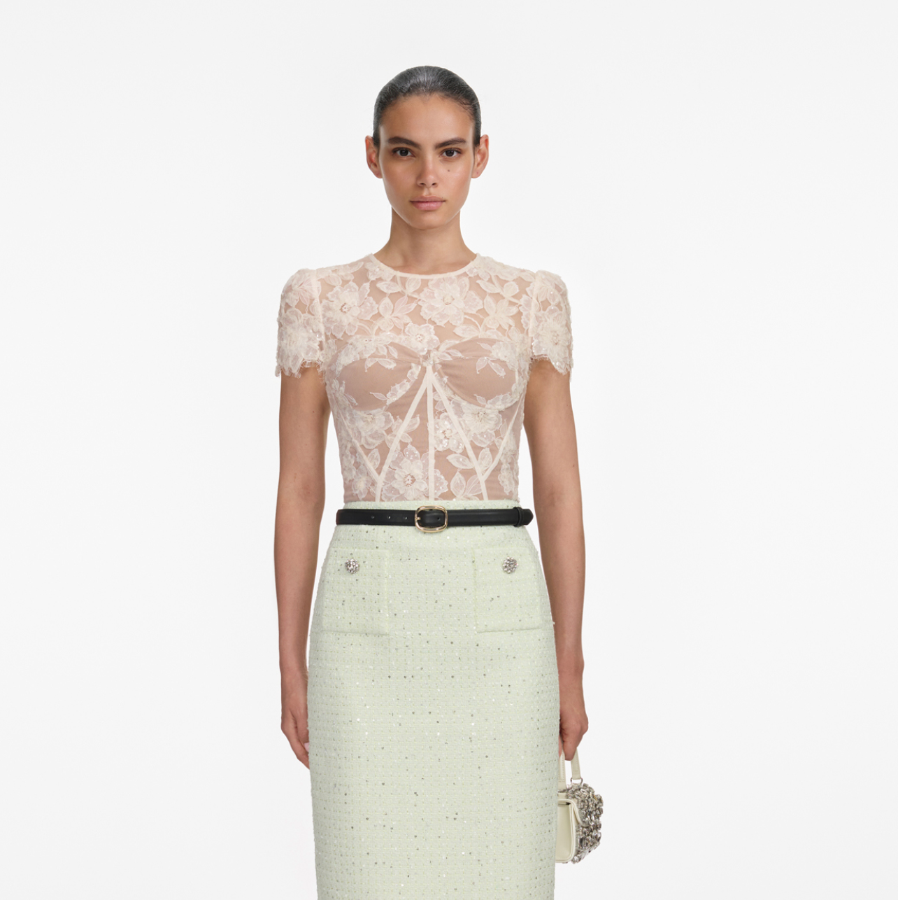 Self Portrait Sequin Lace Top