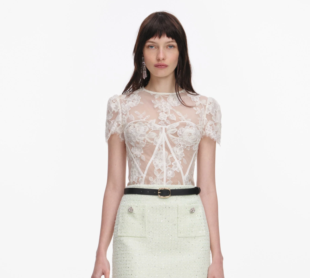 Self Portrait Sequin Lace Top