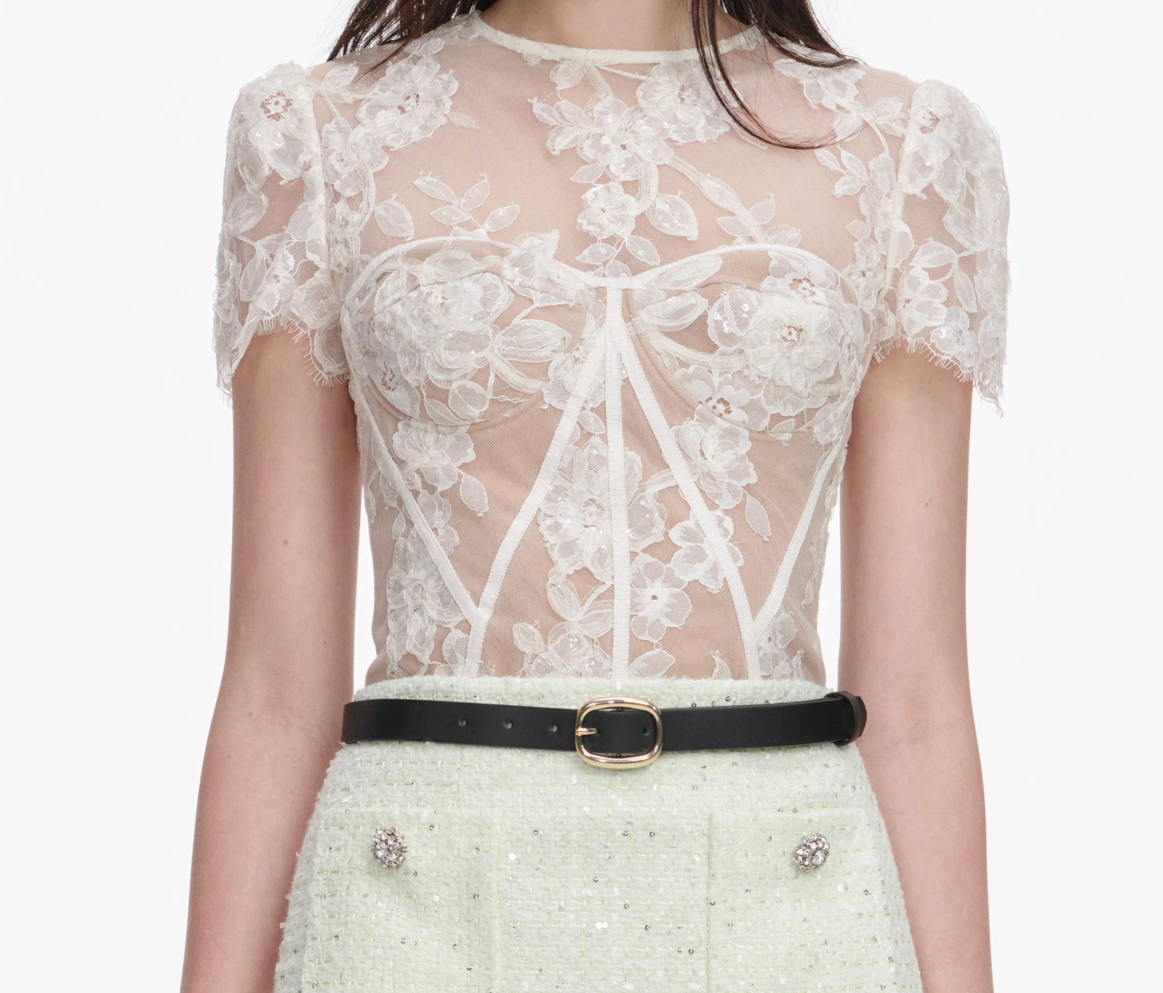 Self Portrait Sequin Lace Top